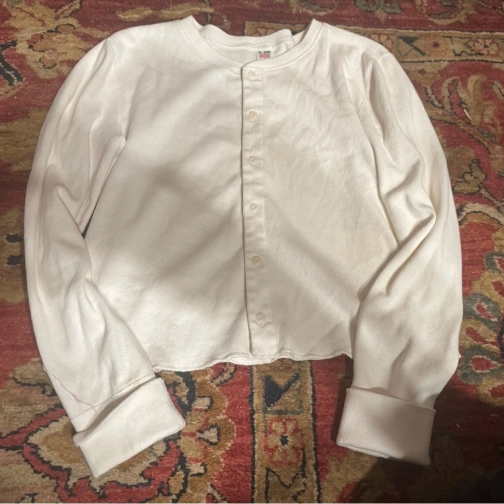 Re/Done Hanes Off-White cotton cardigan
